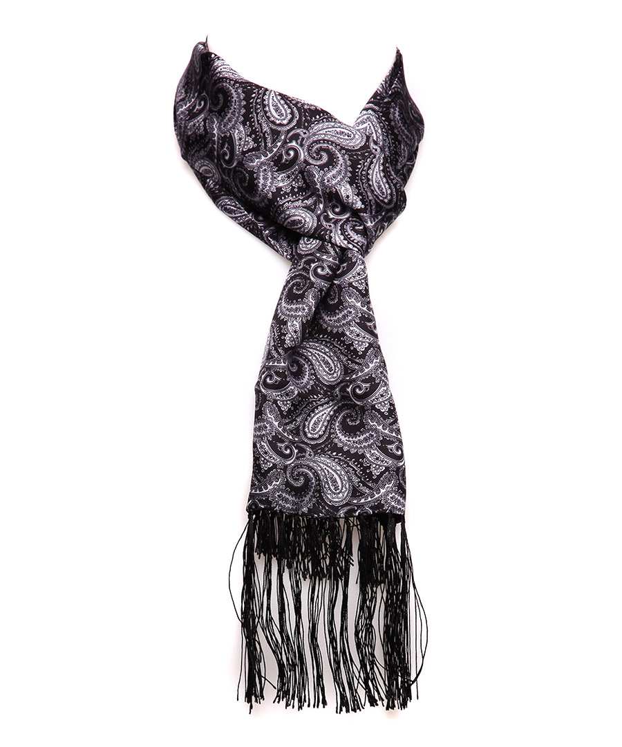 Discount Paisley Silk Scarf in Grey SECRETSALES