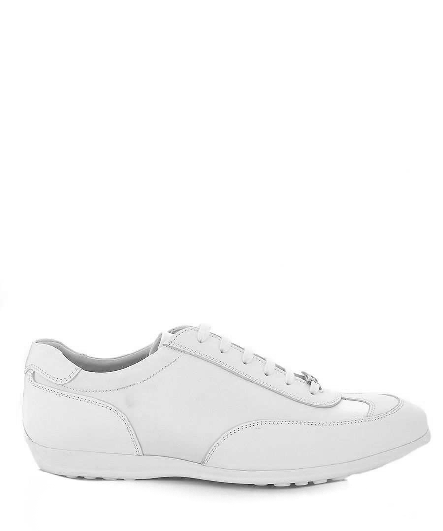White satin & leather sneakers Sale - versace