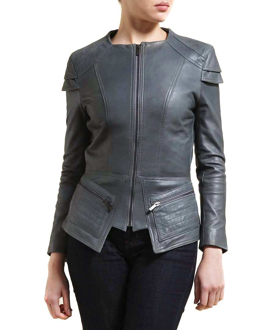Discount Grey leather jacket SECRETSALES