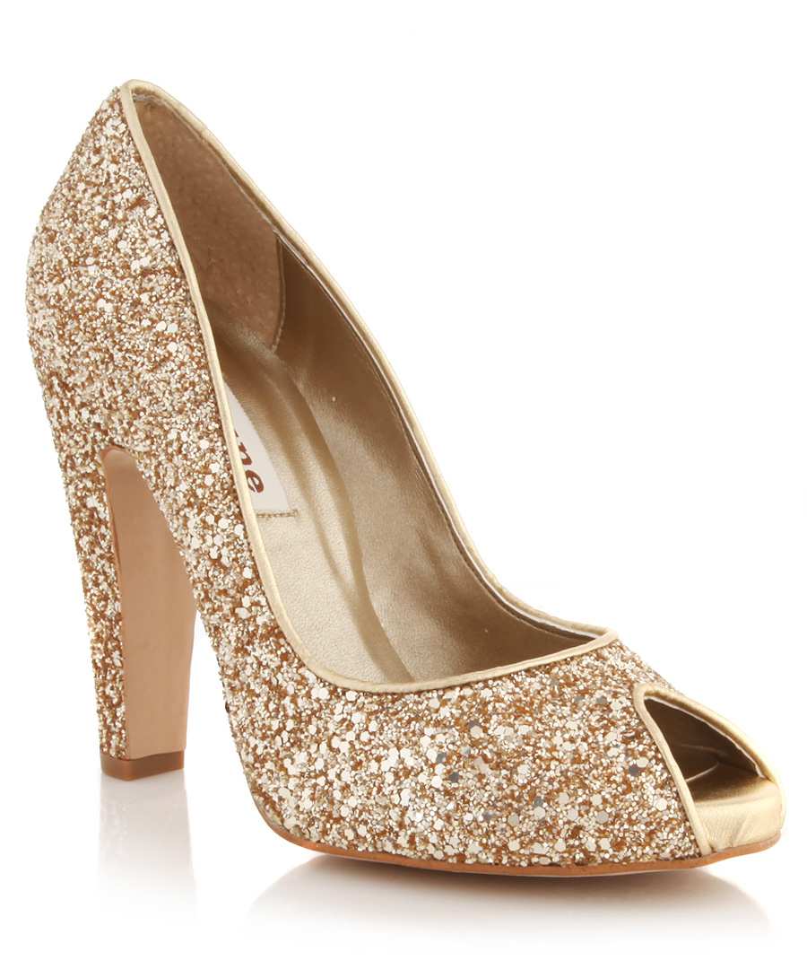 champagne glitter heels