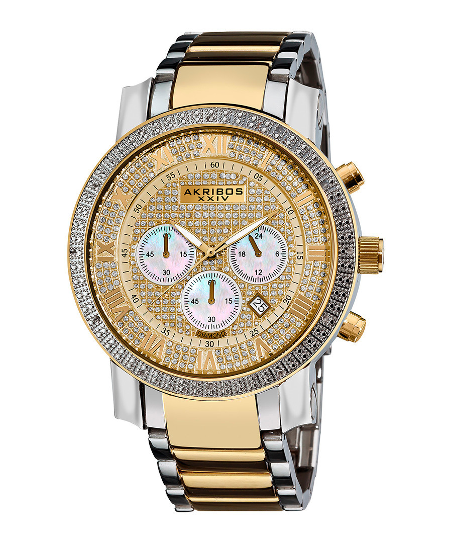Two-tone diamond bezel watch Sale - akribos XXIV