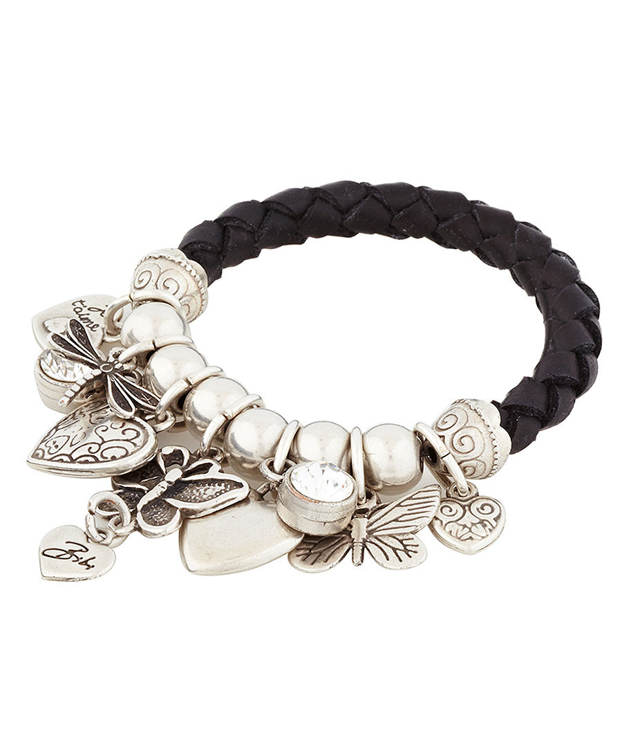 Discount Leather charm bracelet in black SECRETSALES