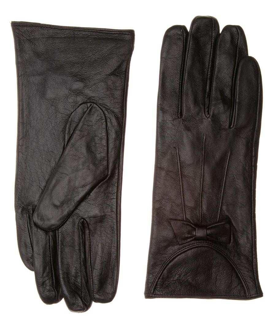 Women's black bow cuff gloves Sale - Georges Rech