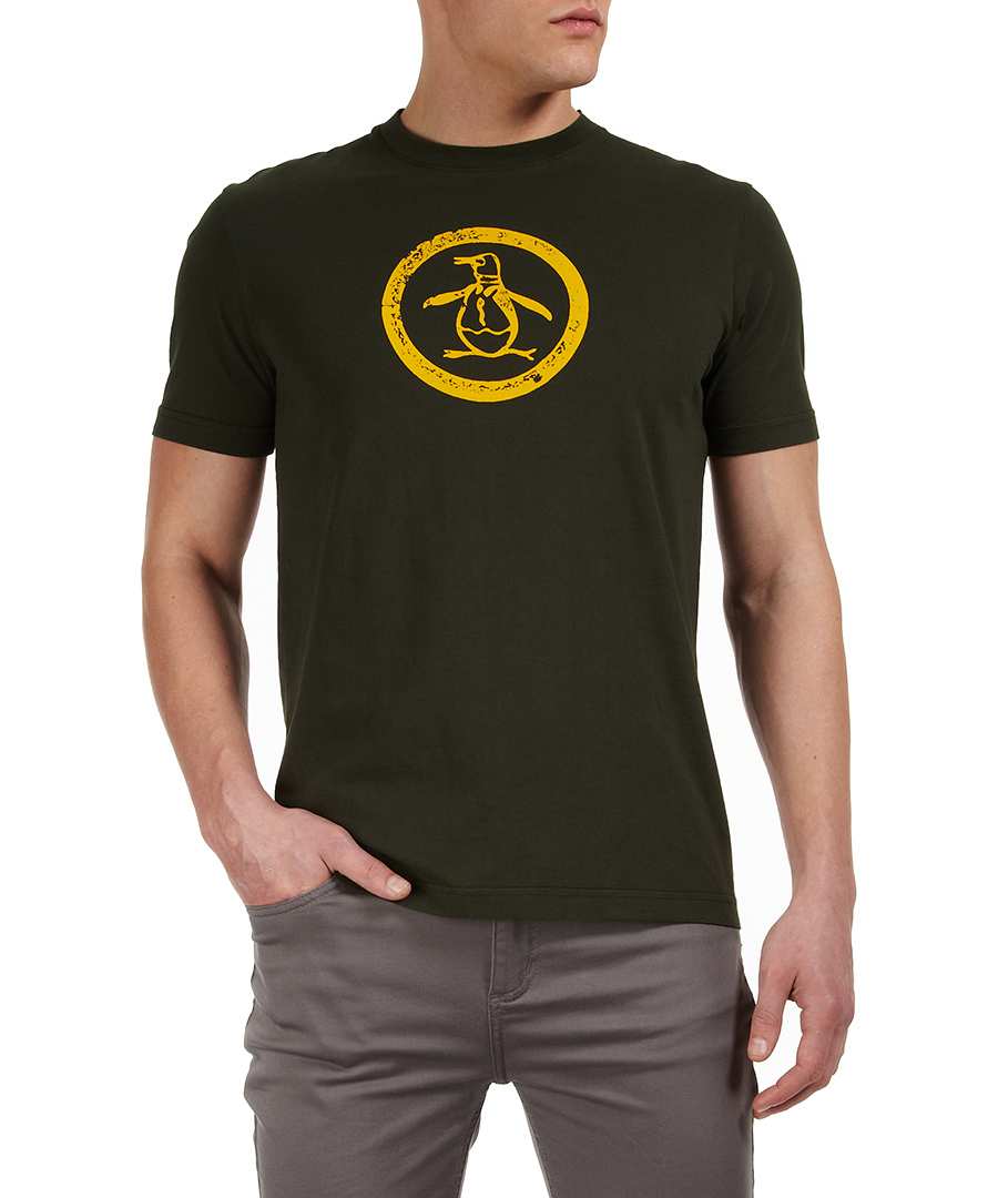 Distressed logo T-shirt in green Sale - Original Penguin