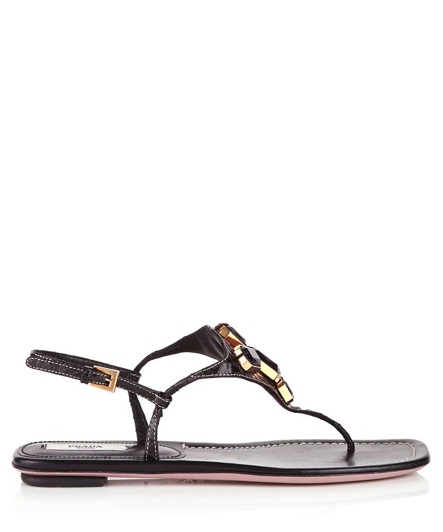 Discount Black leather jewelled sandals | SECRETSALES