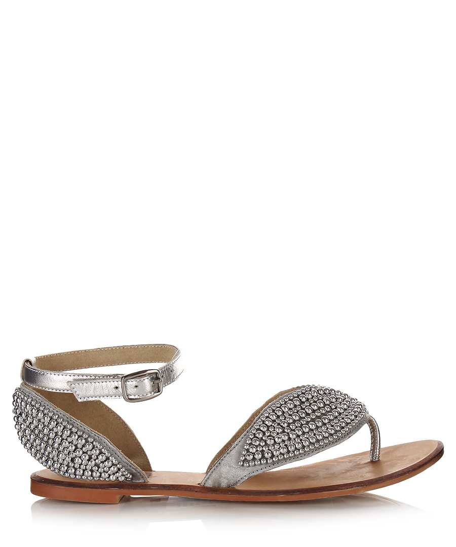 Discount Silver beaded thong sandals | SECRETSALES