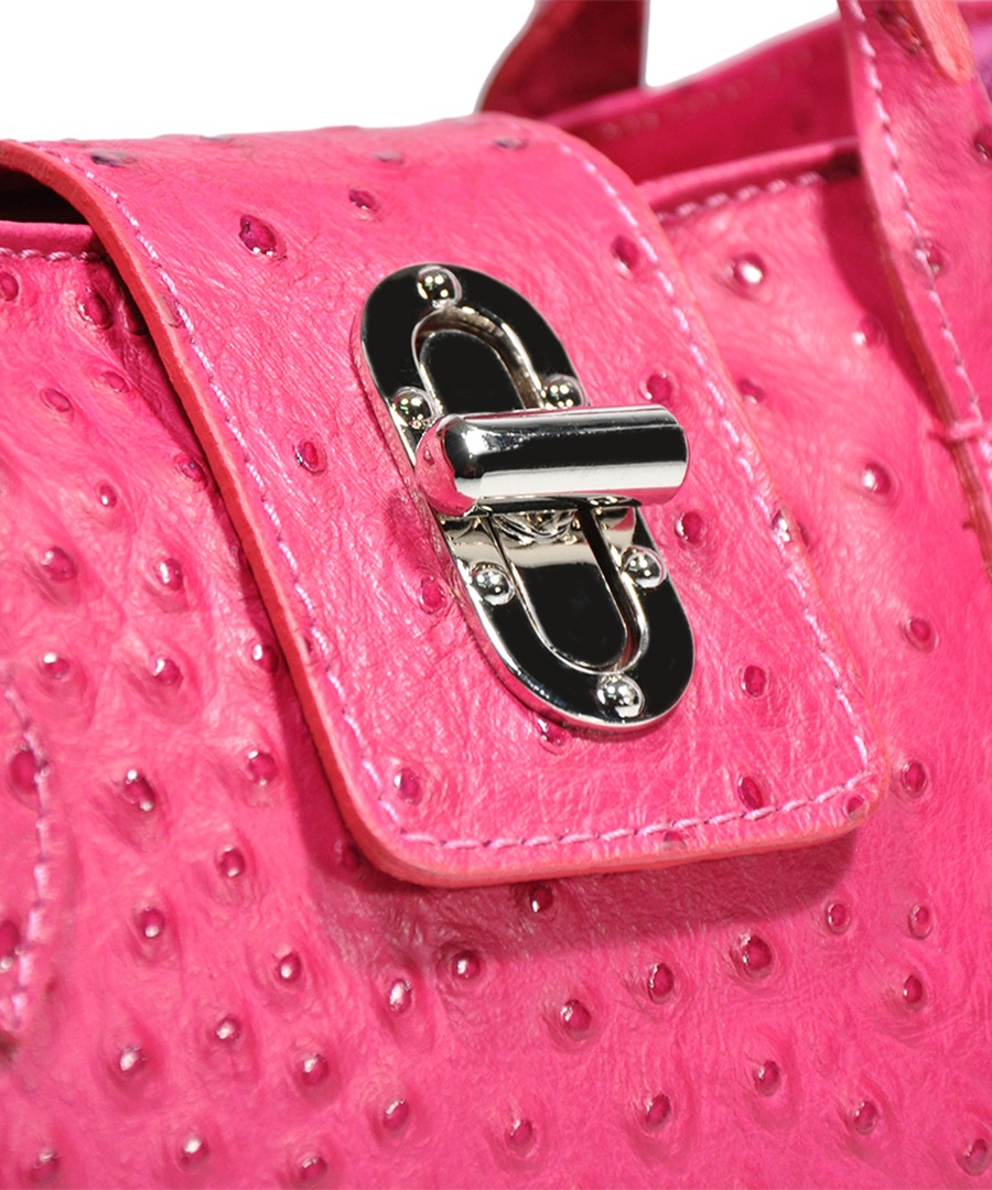 Discount Pink ostrich effect leather bag SECRETSALES