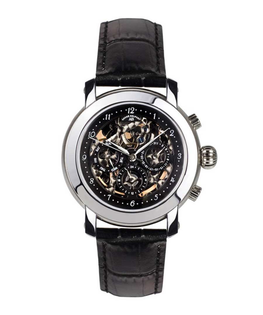 Intemporelle black leather watch Sale - andre belfort