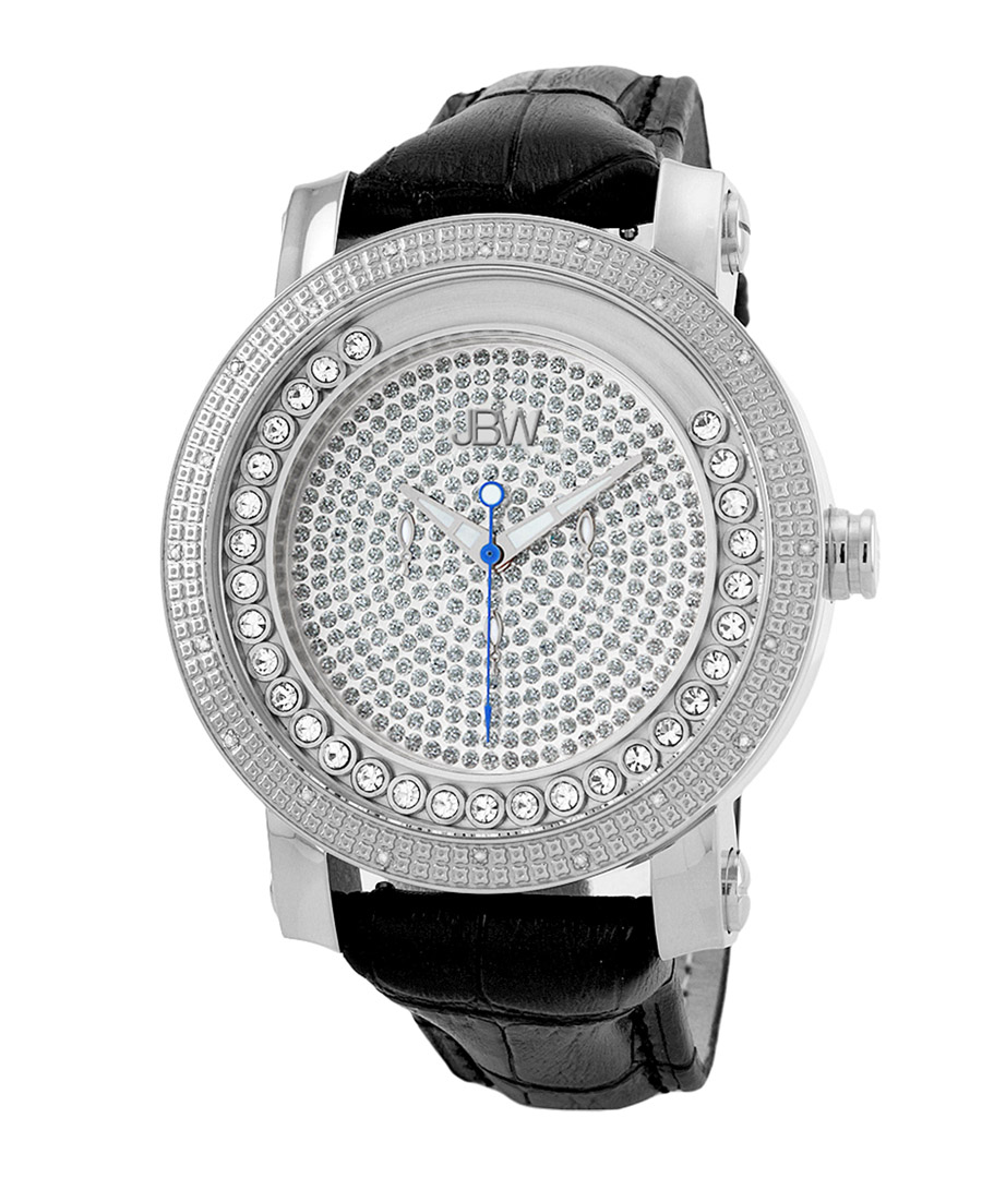 Hendrix black leather & diamond watch Sale - jbw