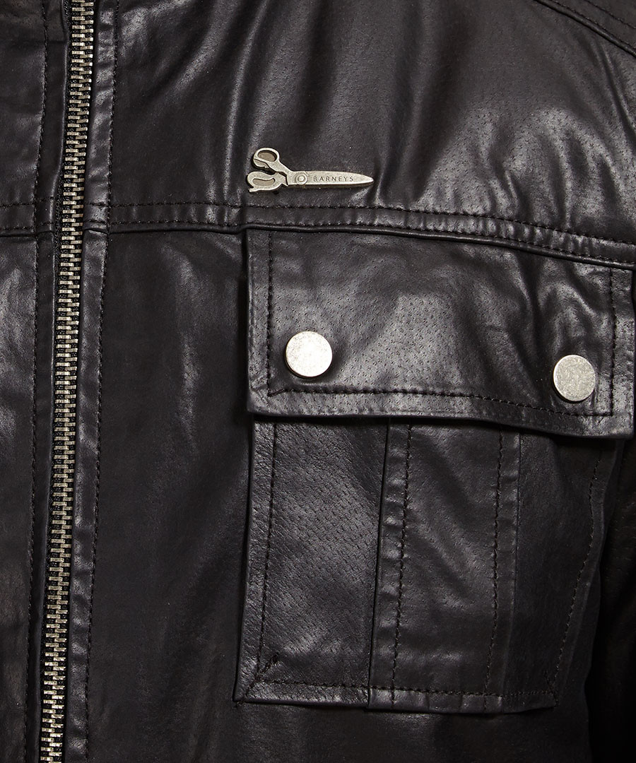 black leather field jacket