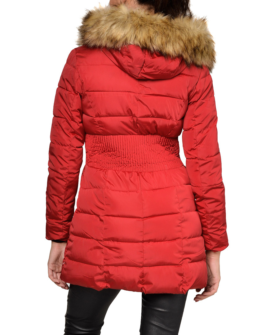 Discount Red quilted hooded jacket SECRETSALES