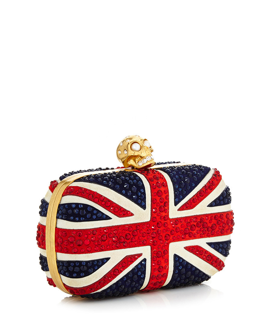 Discount Union Jack leather skull clutch bag SECRETSALES