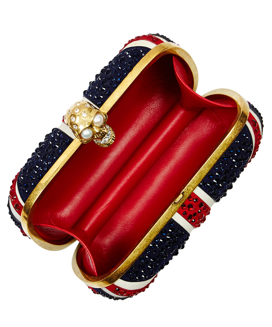 Discount Union Jack leather skull clutch bag SECRETSALES