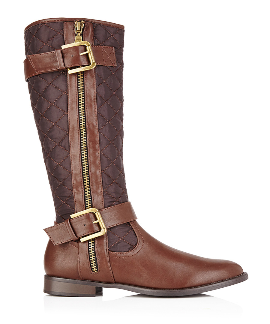 Discount Dark brown quilted kneehigh boots SECRETSALES