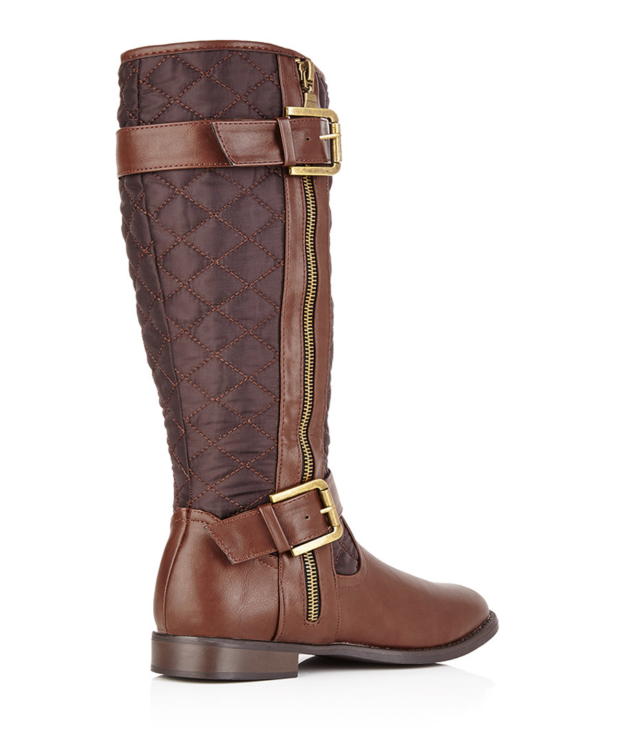 Discount Dark brown quilted kneehigh boots SECRETSALES