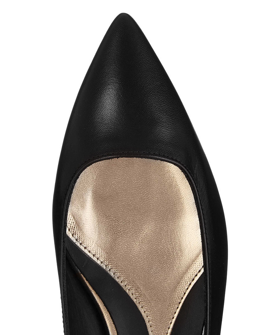 black leather ballerina flats
