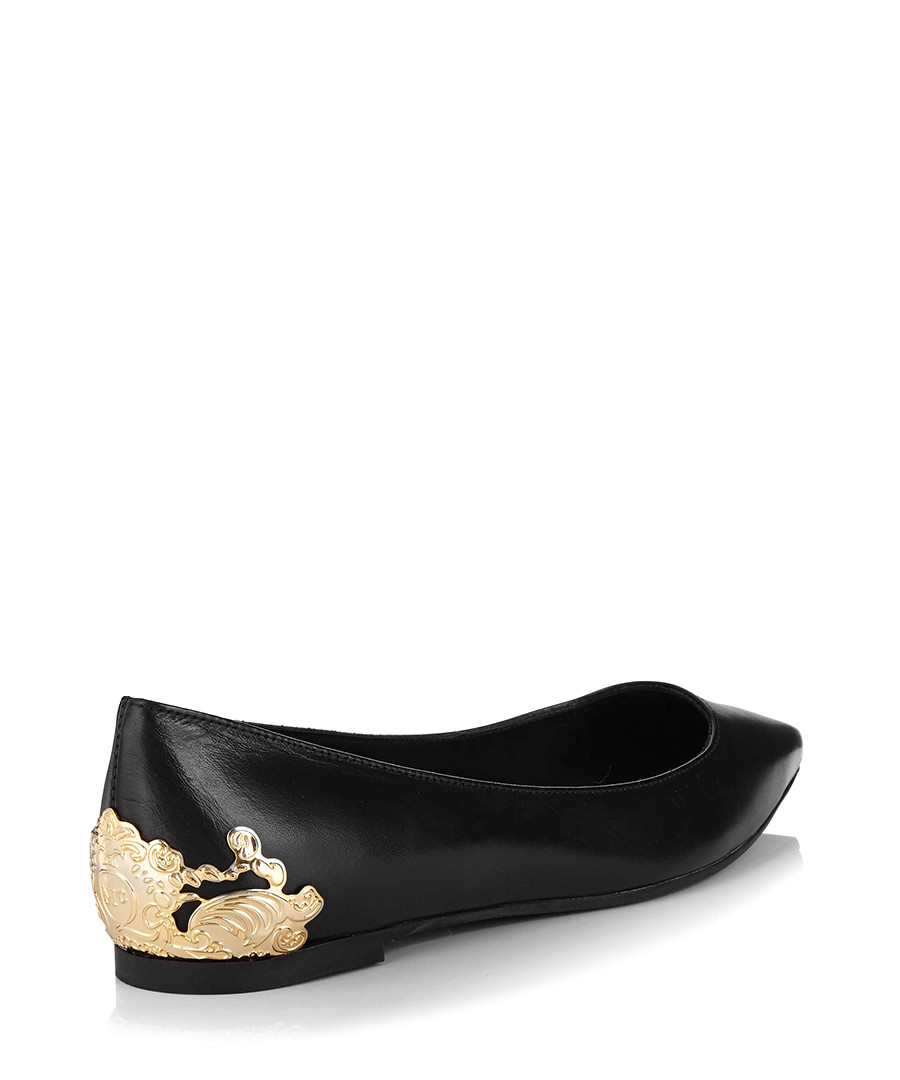 black leather ballerina flats