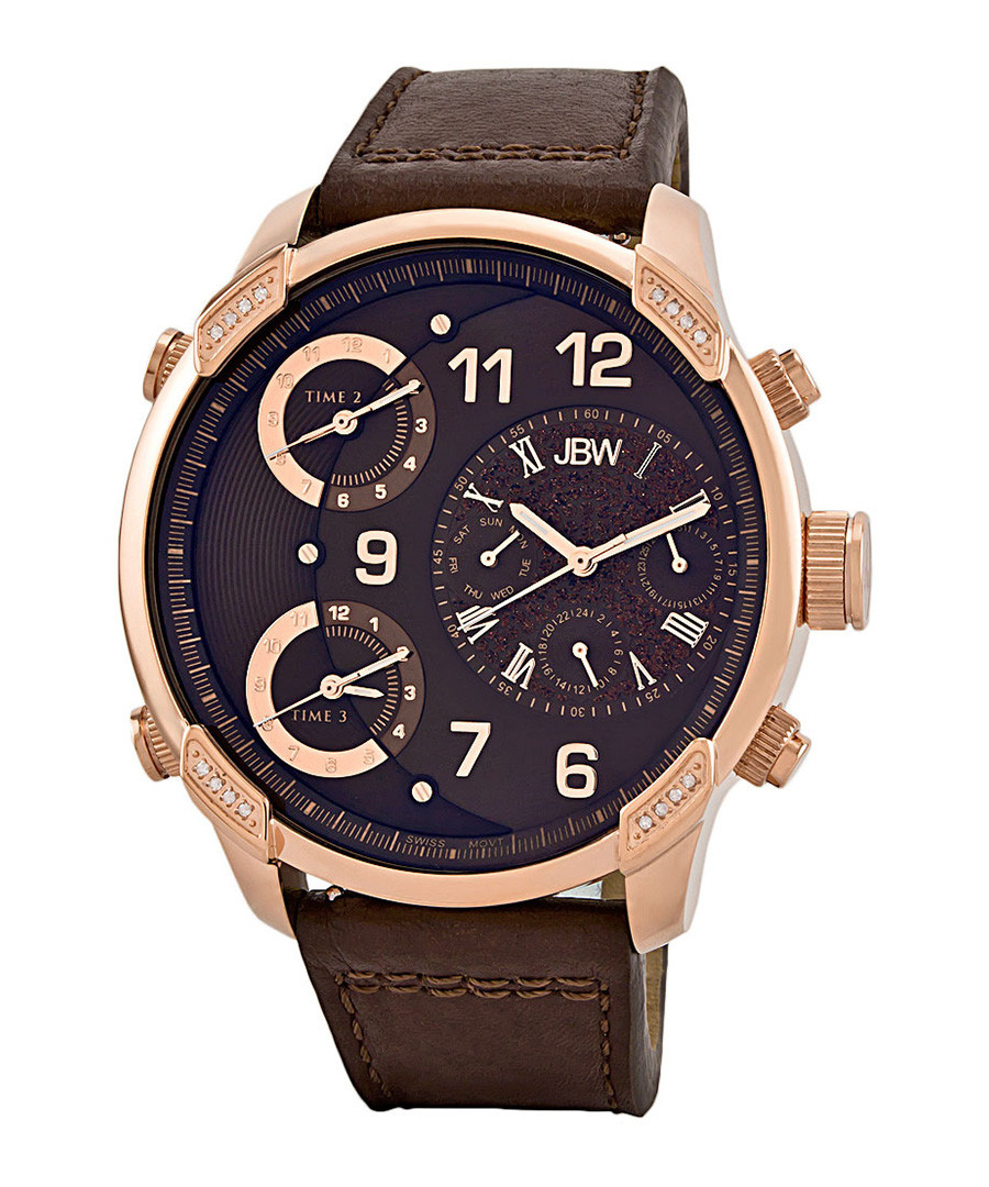 G4 18k rose gold-plated & brown watch Sale - jbw