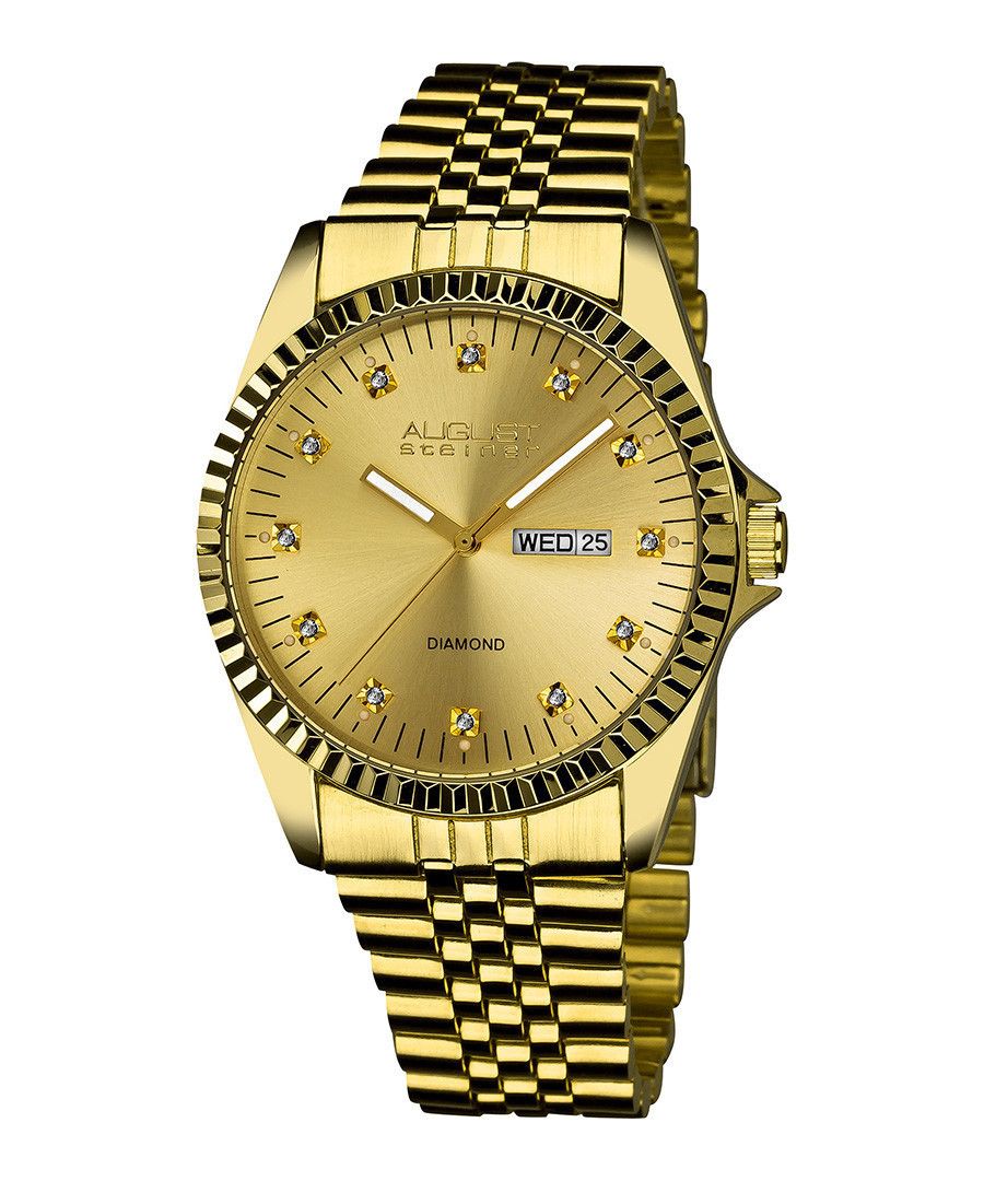 Gold-tone steel diamond marker watch Sale - august steiner