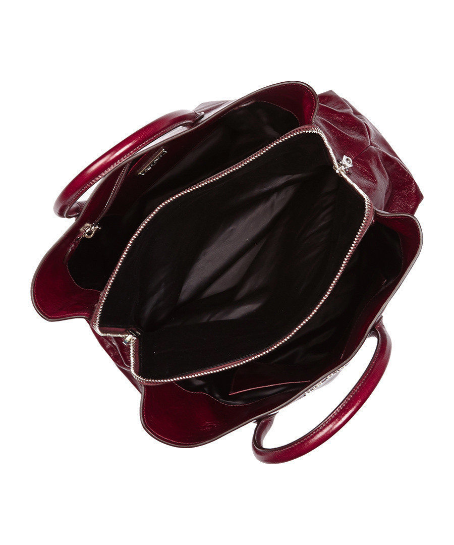 Discount Bordeaux crinkled leather grab bag SECRETSALES