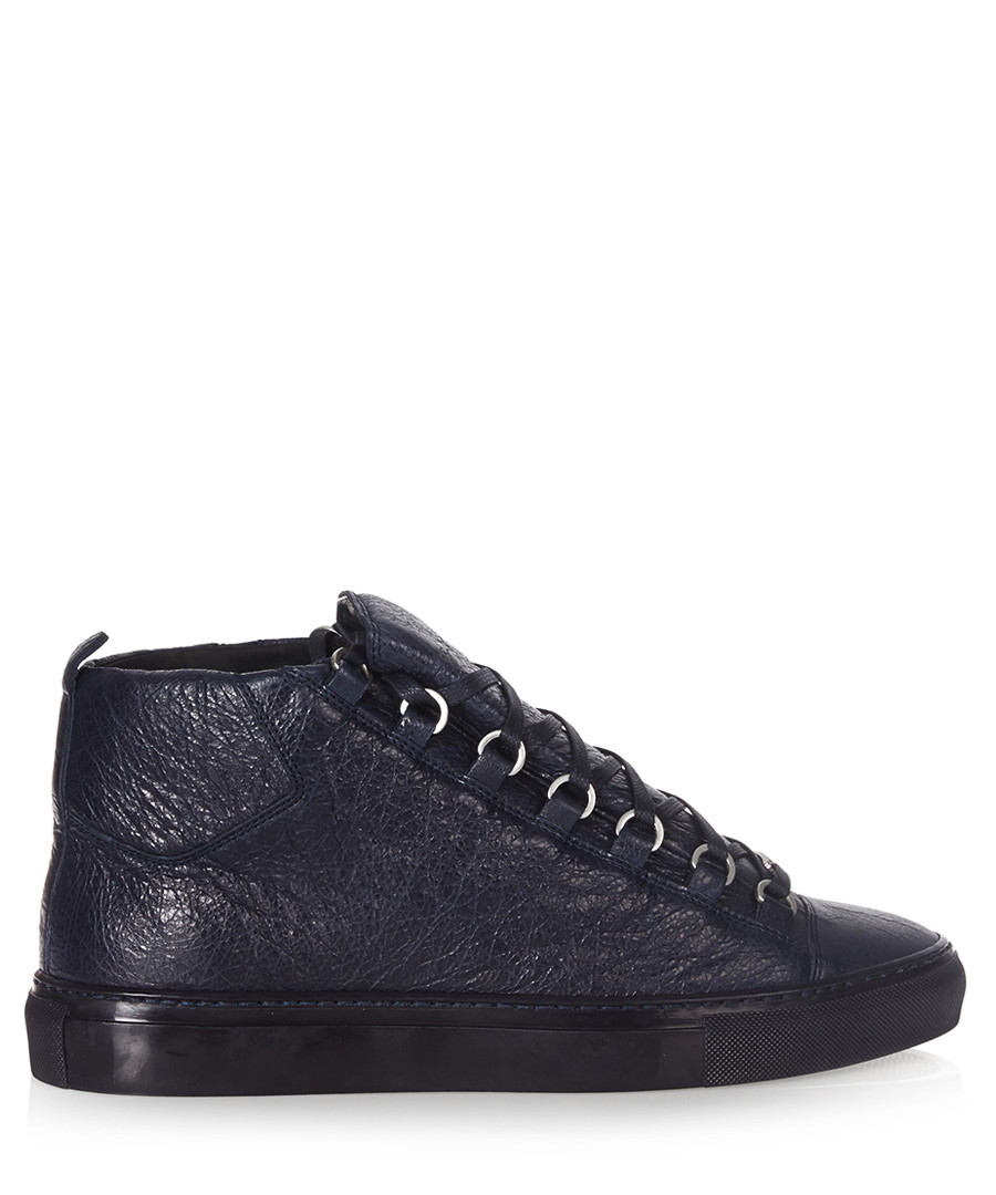 Navy high-top leather trainers Sale - balenciaga