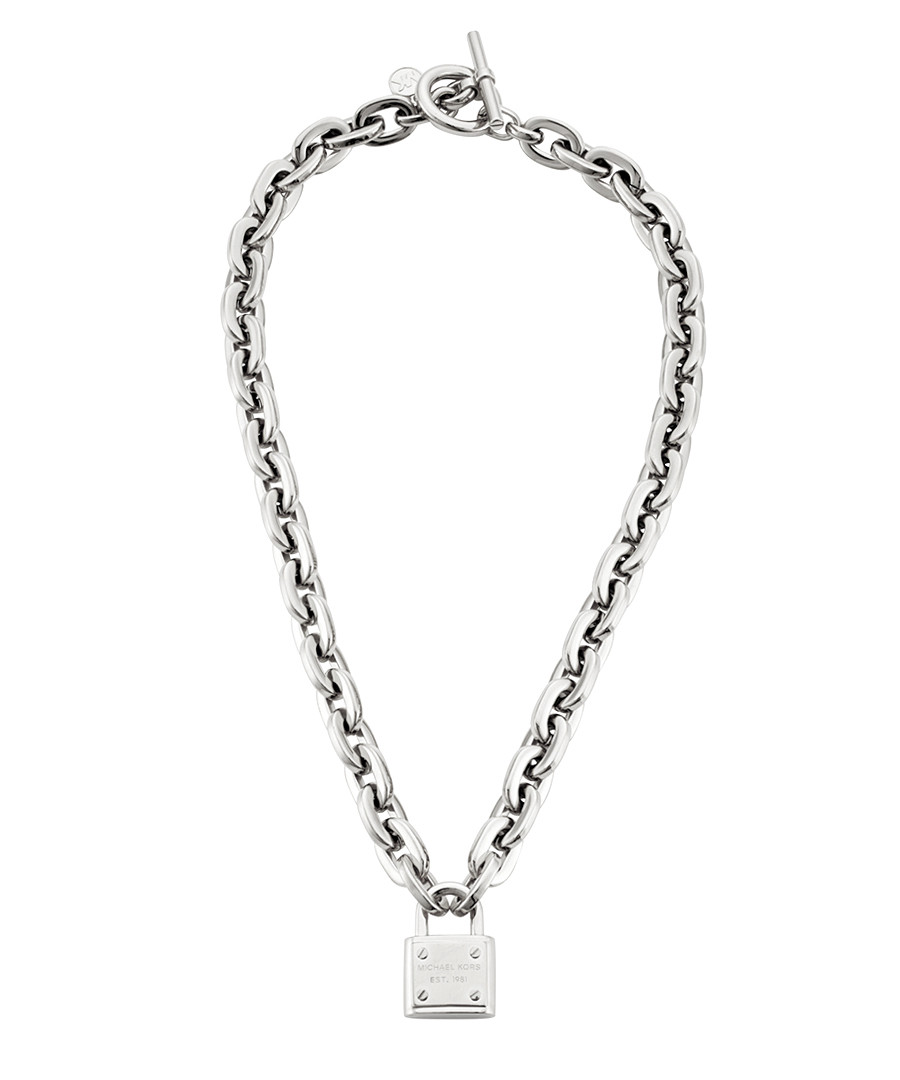 michael kors silver padlock necklace