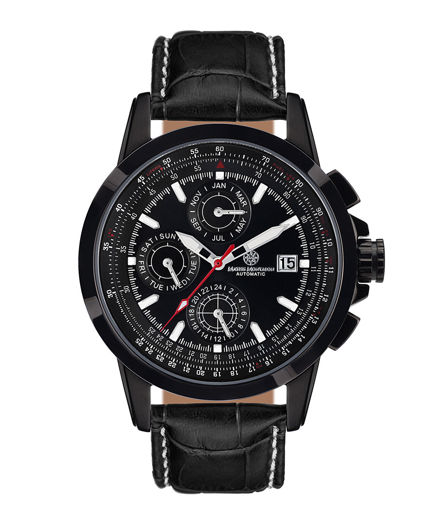 Aerotime black leather & steel watch Sale - mathis montabon