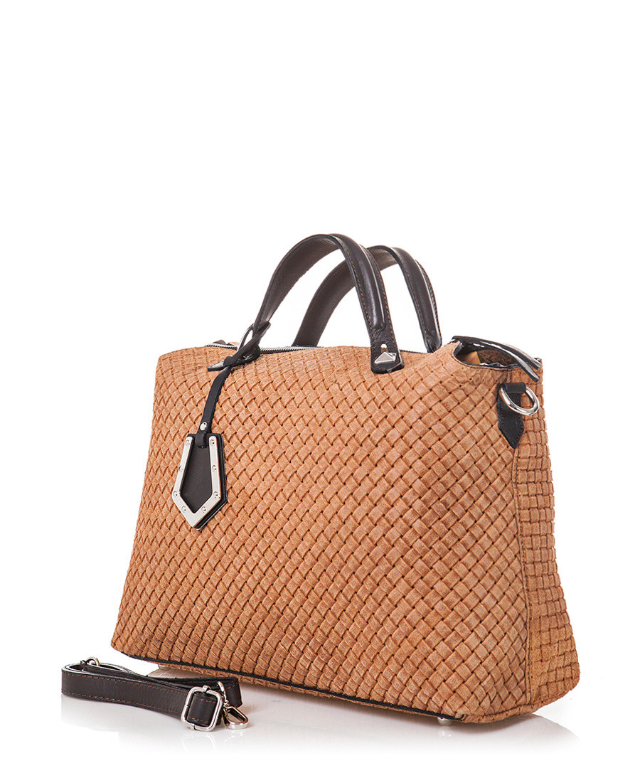 Discount Camel leather weave effect grab bag SECRETSALES