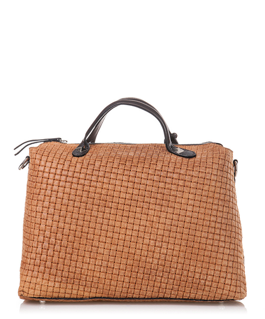 Discount Camel leather weave effect grab bag SECRETSALES