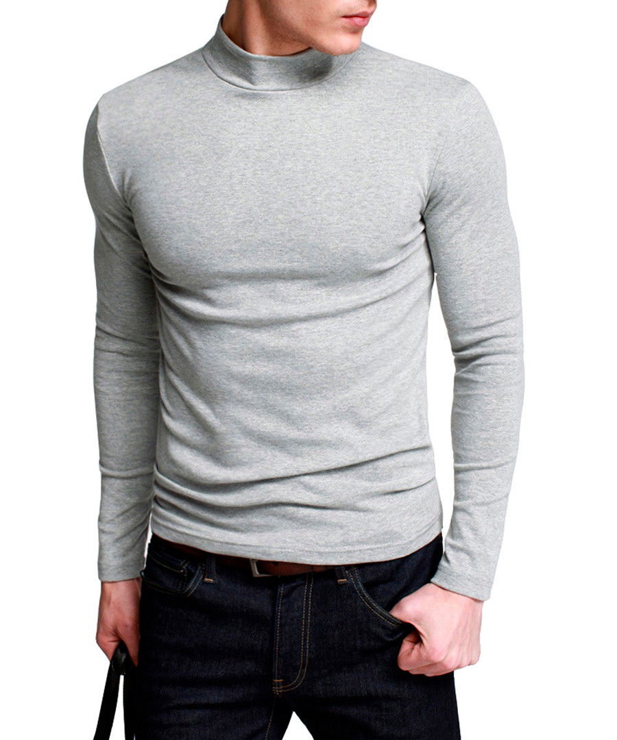 Grey cotton blend high neck top Sale - kuegou