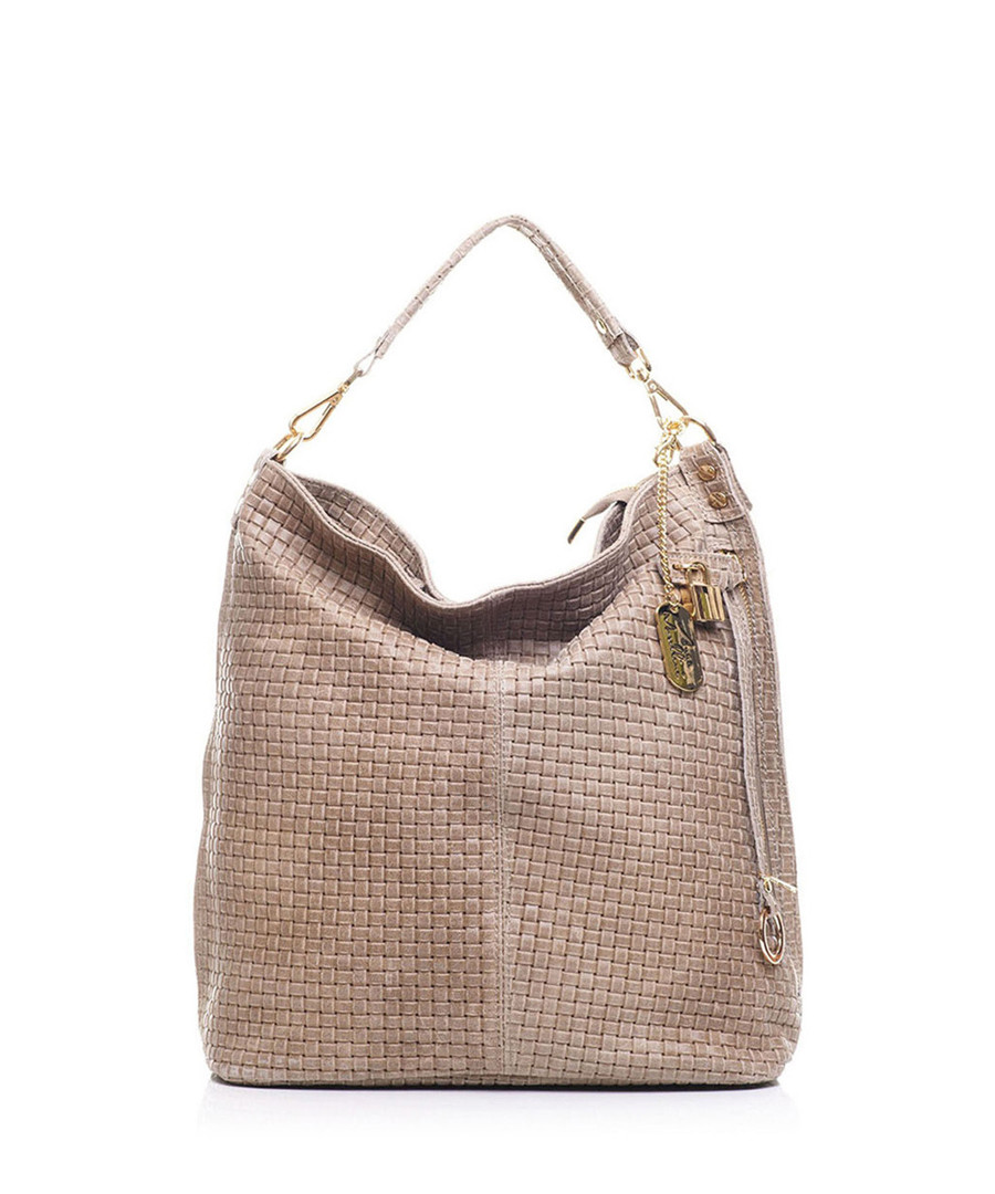 Taupe leather braided shoulder bag Sale - anna morellini