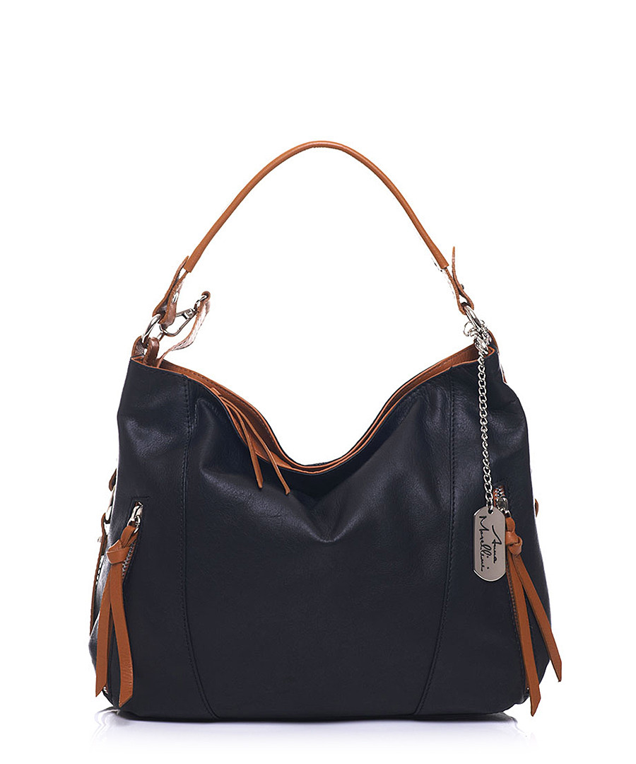 Black & tan leather detail shoulder bag Sale - anna morellini
