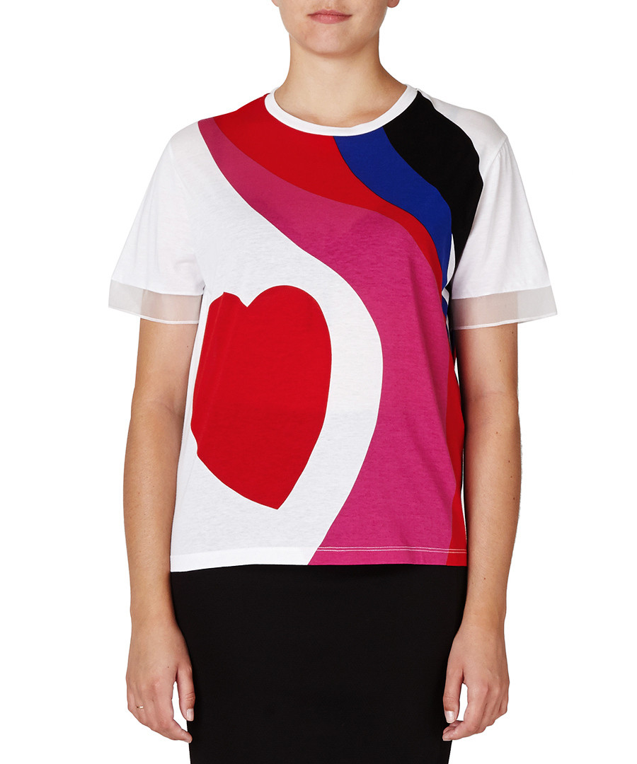 White pure cotton wave T-shirt Sale - alexander mcqueen