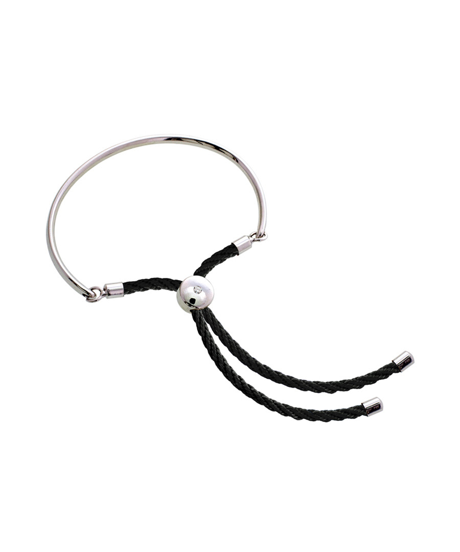 Bali silver-tone & black cord bracelet Sale - diamond style