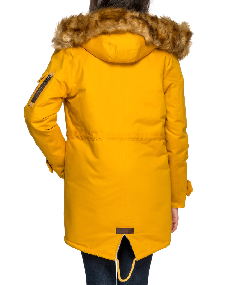 Discount Mustard pure cotton badge detail parka SECRETSALES