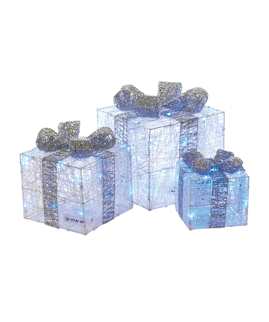 Discount Set of 3 white lightup gift boxes SECRETSALES