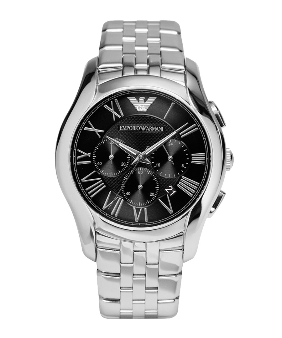 Stainless steel & black numeral watch Sale - emporio armani