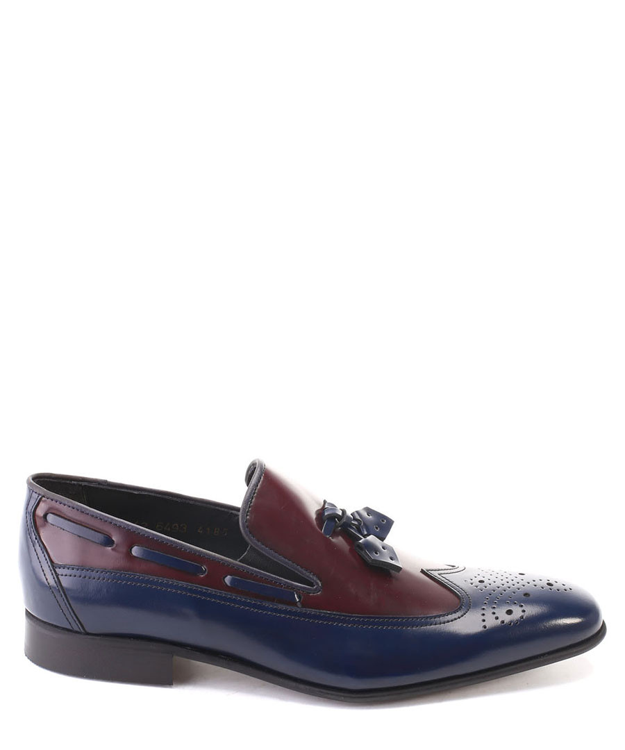 Navy & oxblood leather tassel loafers Sale - s baker