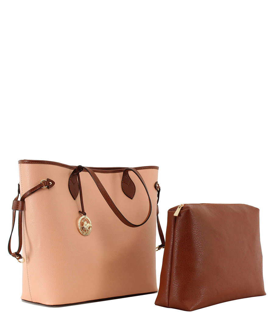 Discount Powder & tan zip shoulder bag SECRETSALES