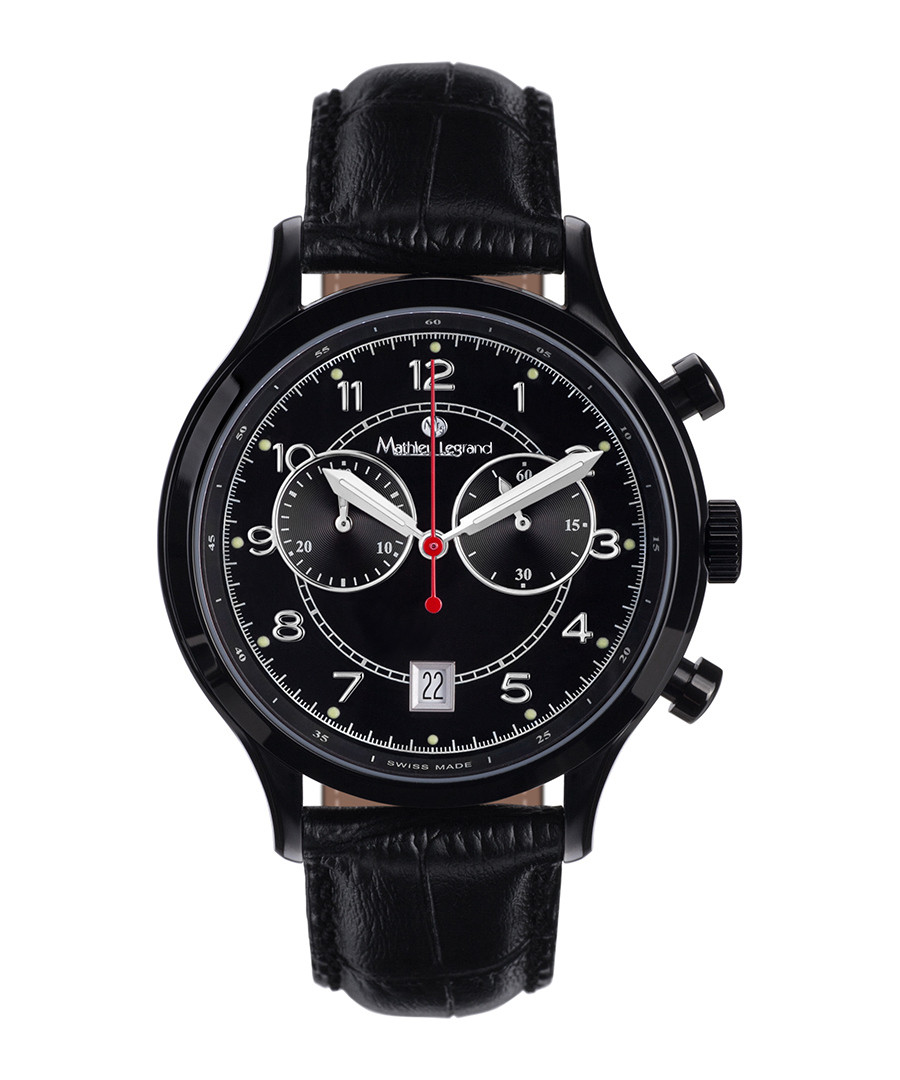 Orbite black leather watch Sale - mathieu legrand