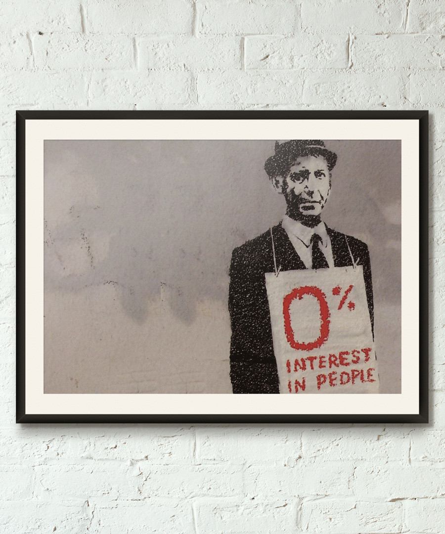 Banker framed print 40cm Sale - banksy