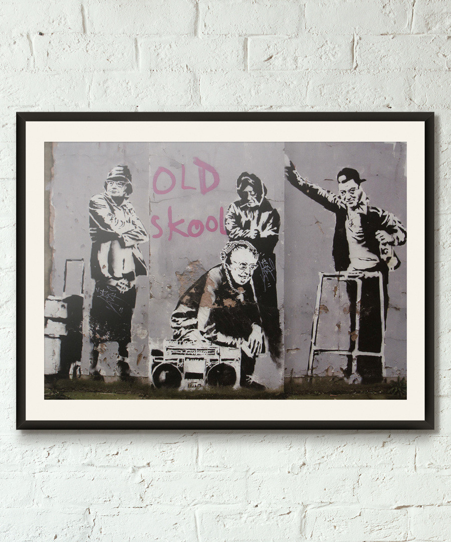 Old Skool Hipsters framed print 40cm Sale - banksy