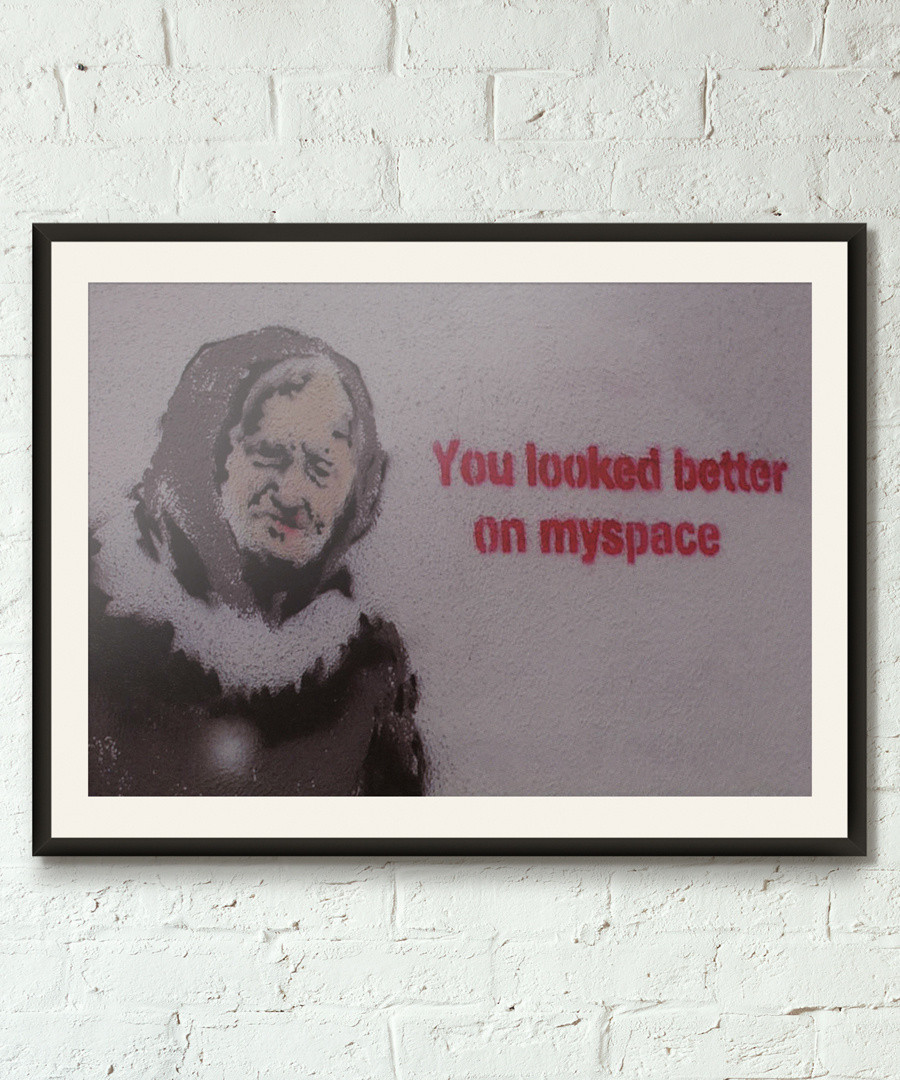 My Space Photo Lies framed print 40cm Sale - banksy