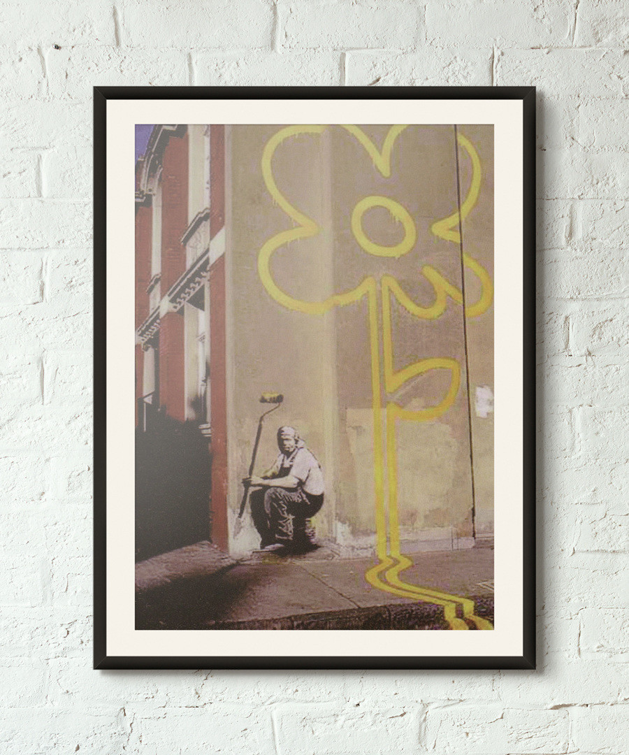 Yellow Flower framed print 40cm Sale - banksy