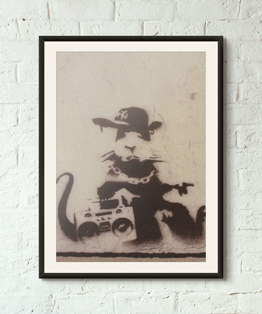 Ghetto Rat framed print 40cm Sale - banksy