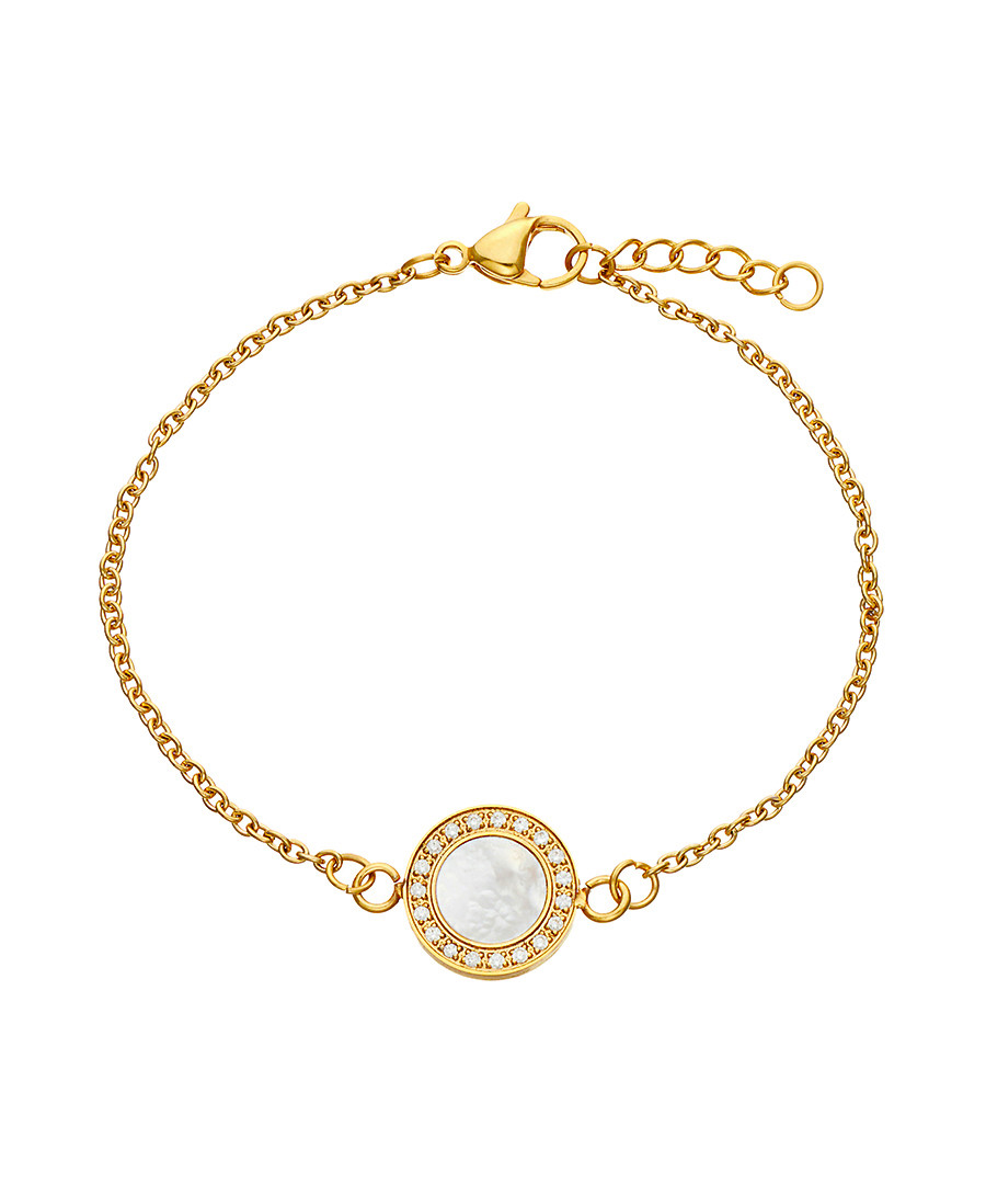 18k gold-plated crystal disc bracelet Sale - liv oliver