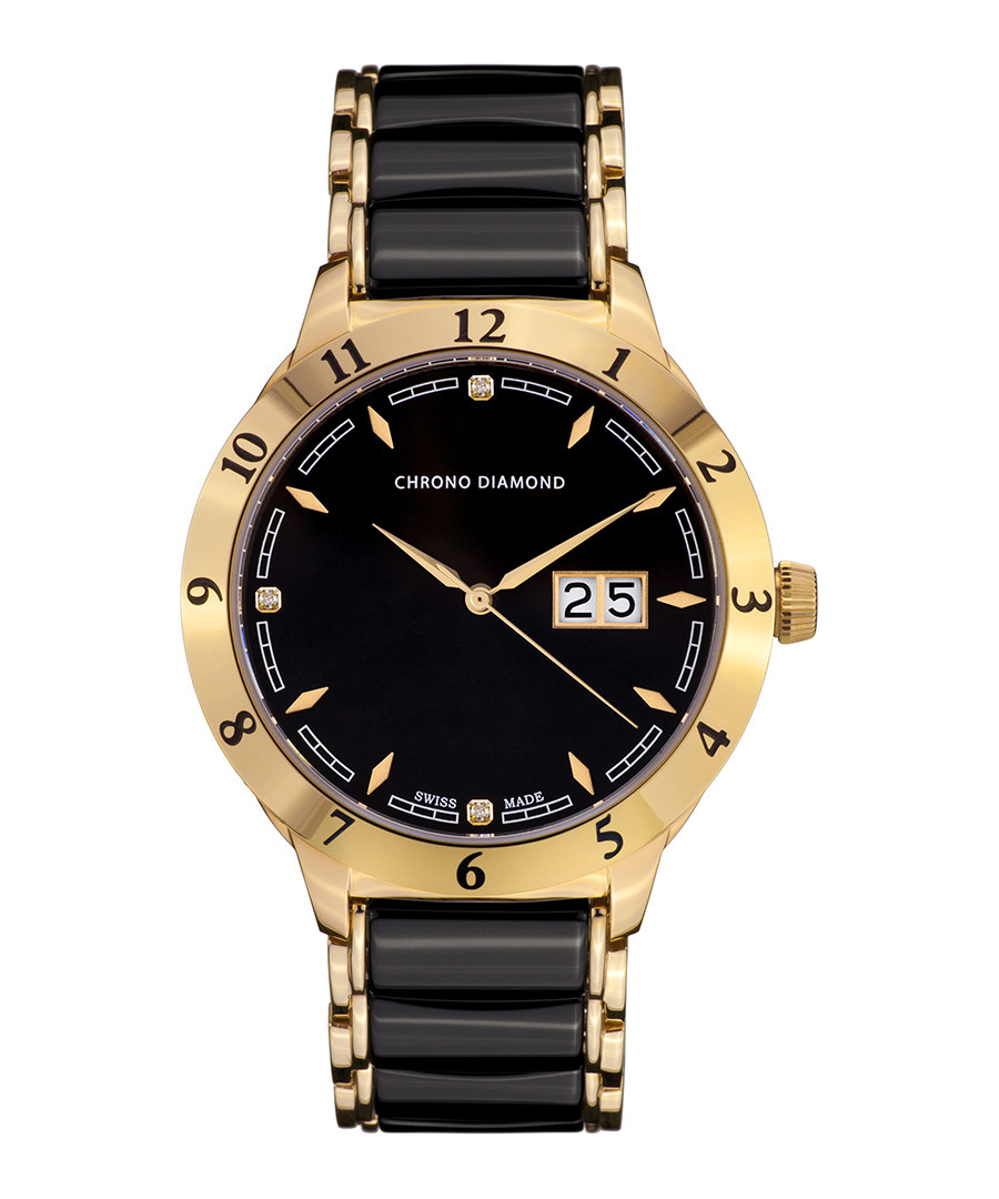 Thyrso black & gold-tone diamond watch Sale - chrono diamond