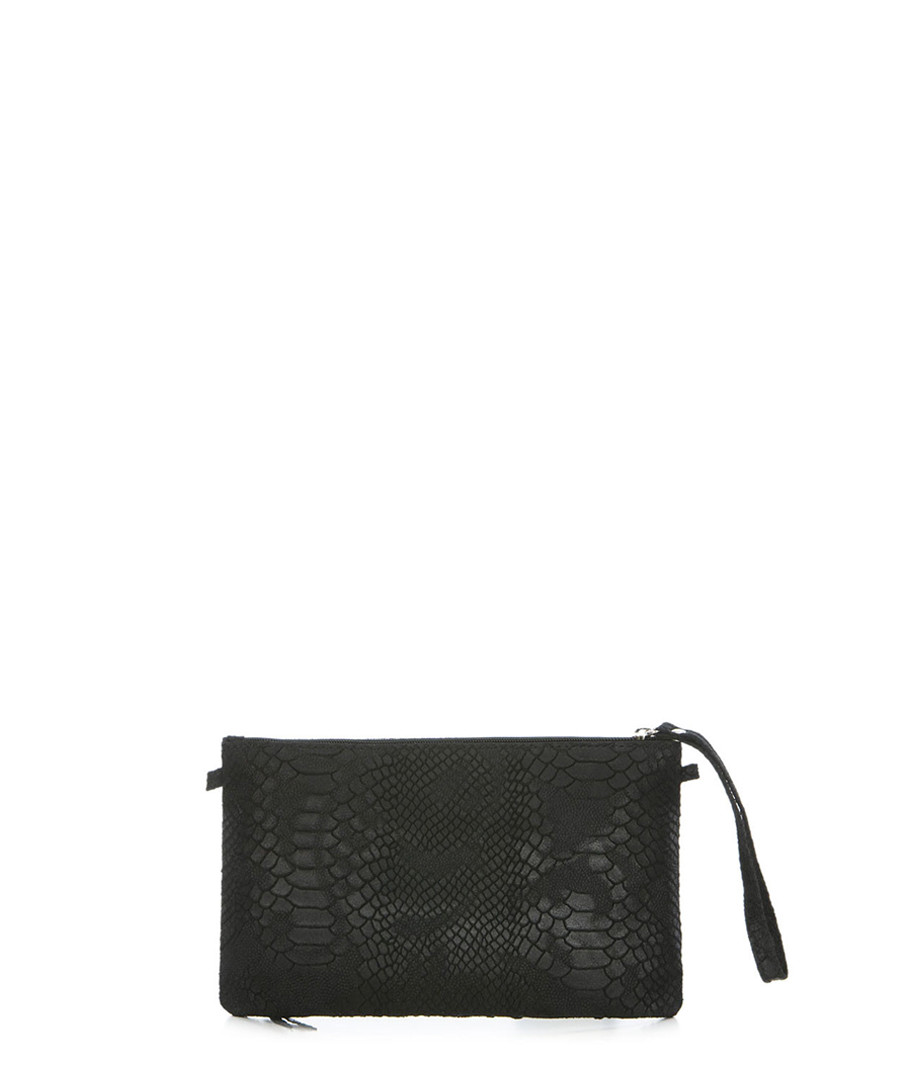 Black textured leather zip clutch Sale - anna morellini