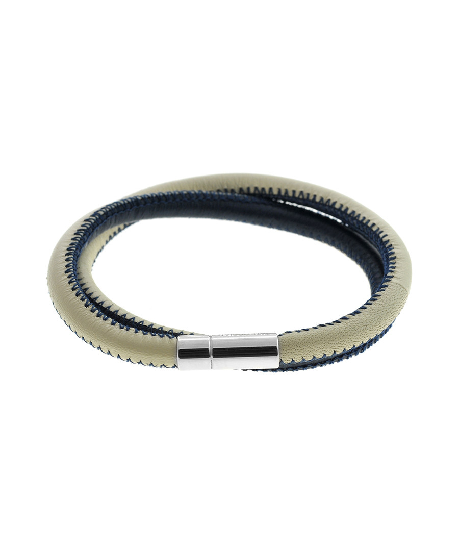 Blue stitched leather bracelet Sale - Tateossian London