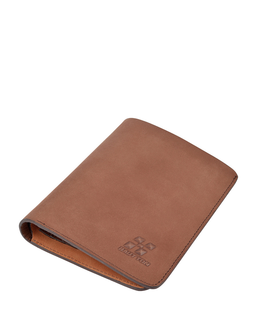 Brown leather foldover wallet Sale - hautton